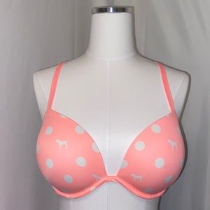 Coral PINK Polka Dot Super Push Up Bra